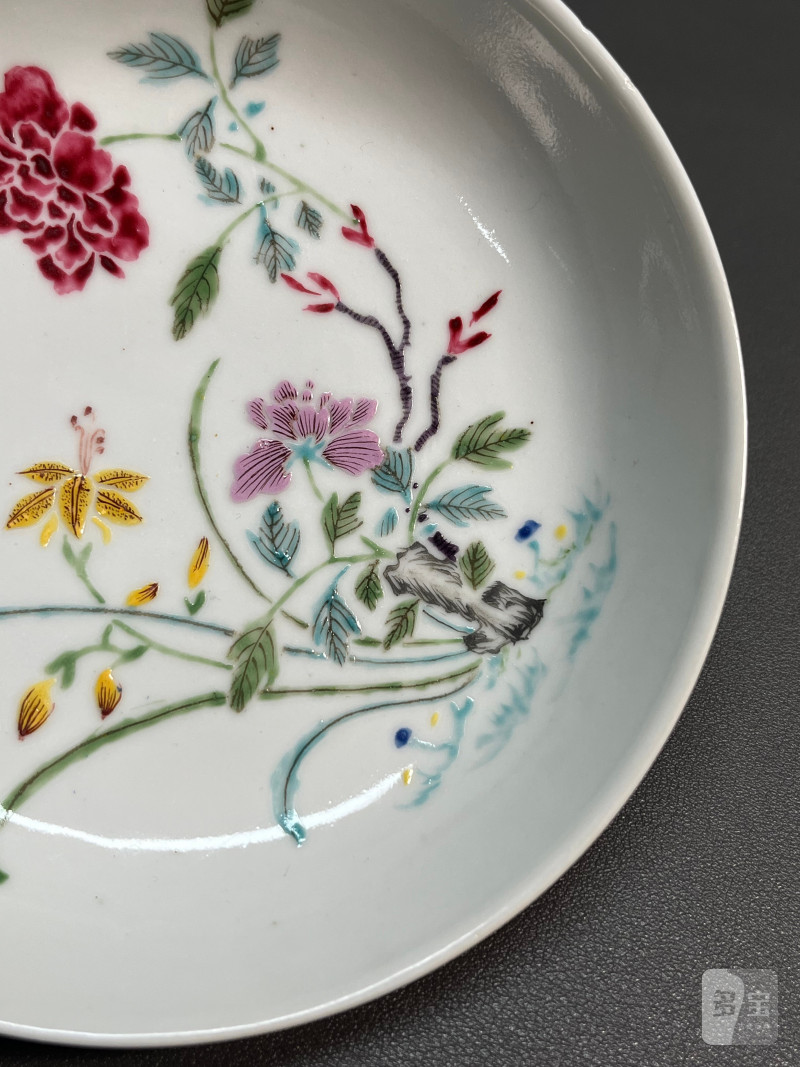 清雍正  粉彩蝶恋花盘 - 图9